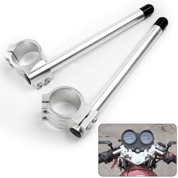 

handlebars 1pair universal motorcycle racing adjustable handlebar chromec 31mm - 52mm clip on ons fork handle bar for cafe racer motorbike