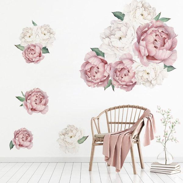 

wall stickers creative peony flower personality combination home decoration self-adhesive decor bedroom