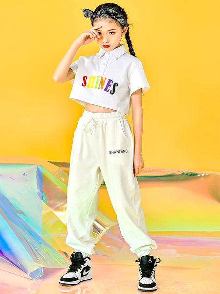 

high-quality 2022 new childrens costumes hip-hop girls hip-hop suits dance jazz dance costumes childrens catwalk fashion cloth, White