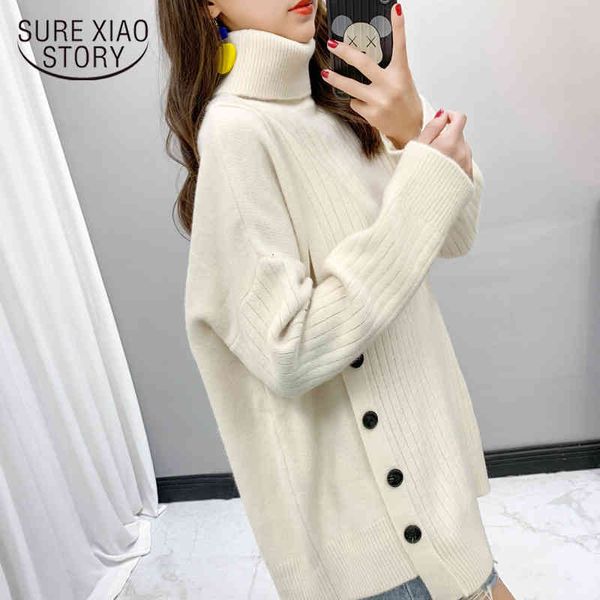 

casual plus size loose winter solid turtleneck pullover jumper knitted sweater women ladies clothing 11854 210415, White;black