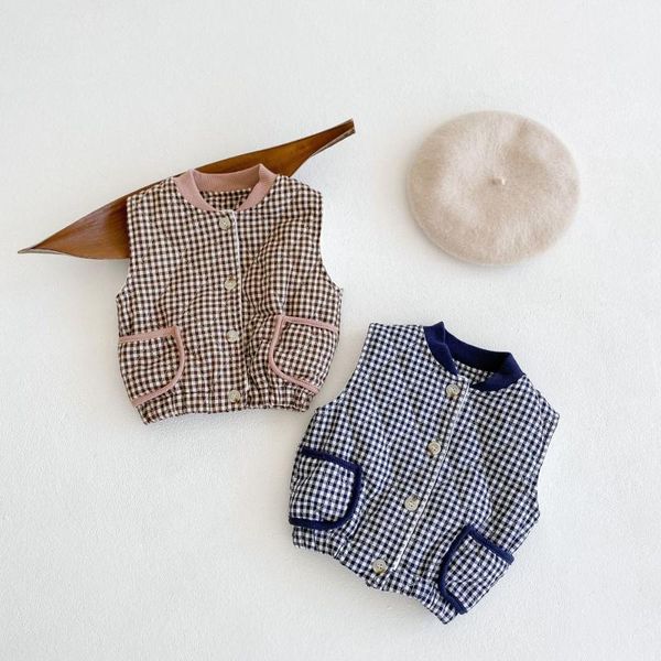 

jackets koodykids autumn toddler baby girls boys vest warm thick toddlver plaid clothes kids winter, Blue;gray