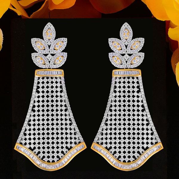 

dangle & chandelier kellybola luxury hollow big earrings for women wedding cubic zirconia cz dubai bridal earring jewelry accessories, Silver