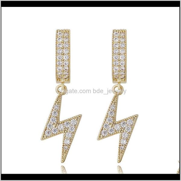 

stud jewelrytrendy hip hop earrings for men women gold sier color light earings iced out bling cz rock punk wedding gift drop delivery 2021, Golden;silver