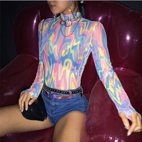 

women's jumpsuits & rompers long sleeve women bodysuit romper nightclub body suit jumpsuit transparent club mesh skinny, Black;white