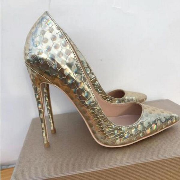 

dress shoes fashion gold python patent leather poined toe stiletto high heel pump high-heeled wedding, Black