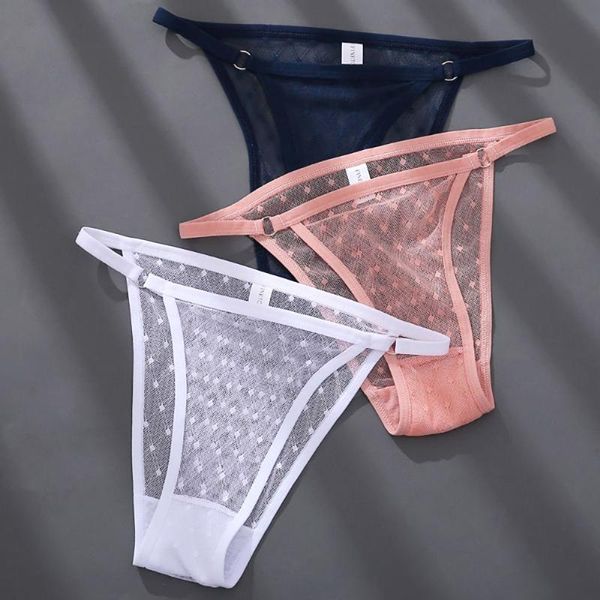 

women's panties lace thongs women high split slender belt hollow out briefs plus size transparent mesh, Black;pink