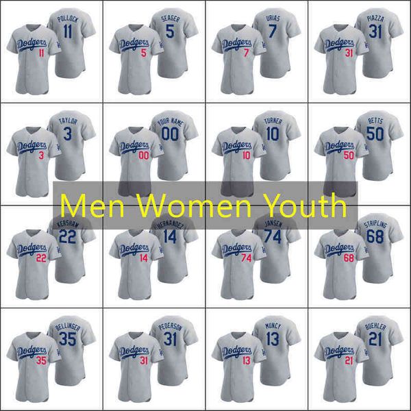 

Baseball Jersey #11 A.J. Pollock 21 Walker Buehler 50 Mookie Betts 22 Clayton Kershaw Custom Gray Authentic Alternate Men Women Youth size, Nik