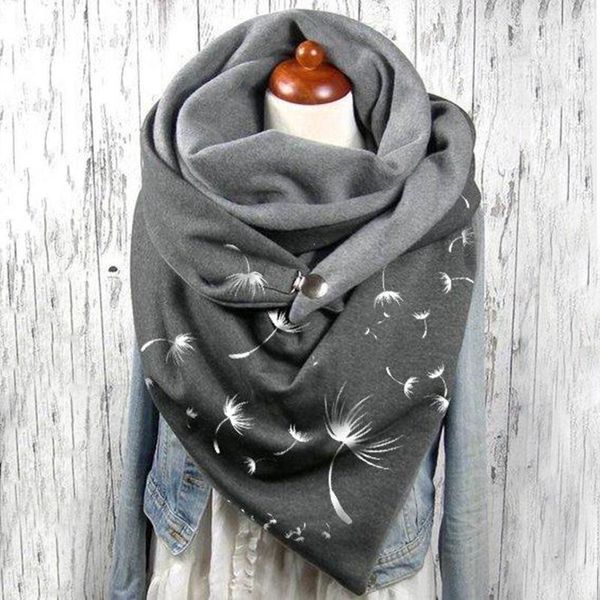 

scarves 2021 autumn winter scarf for women printing button soft wrap casual warm shawls foulard femme neck bandana, Blue;gray