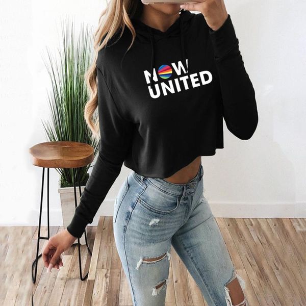 

women's hoodies & sweatshirts 2021 fashion cropped hoody now united - better cat hoodie women lyrics pullovers harajuku streetwear, Black