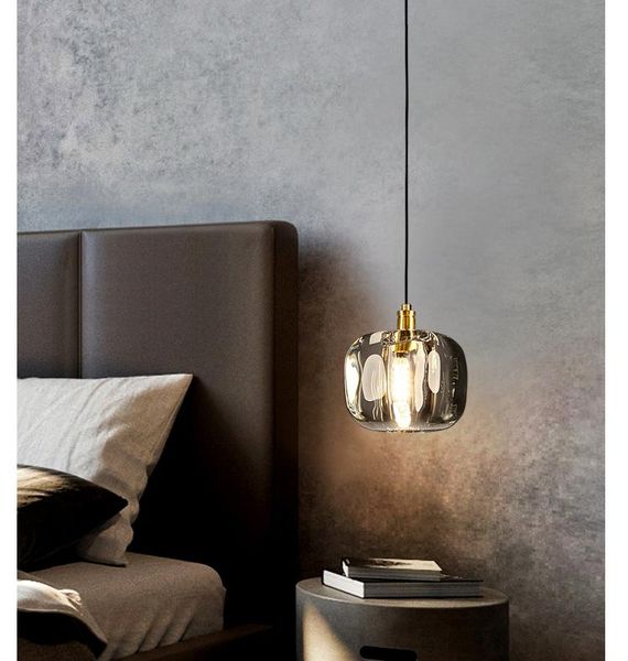 

simple bedside copper chandelier modern luxury bedroom crystal lamp personalized dining table bar lighting pendant lamps