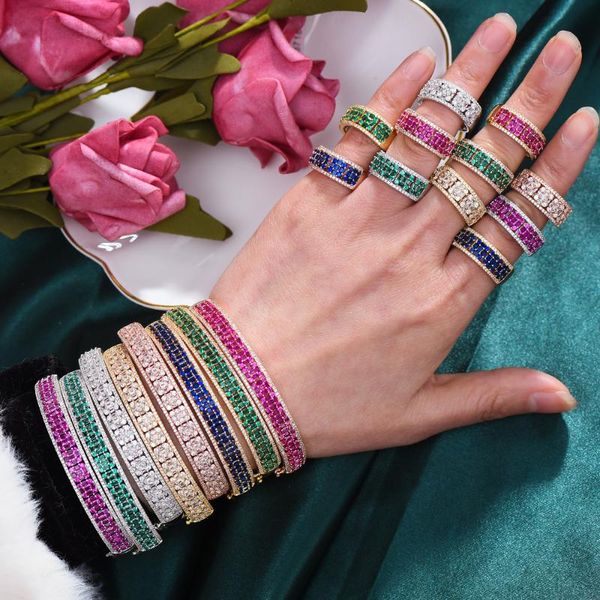 

earrings & necklace godki colorful square cz bangle ring set for women wedding party baguette cut zirconia dubai bridal jewelry sets boho 20, Silver