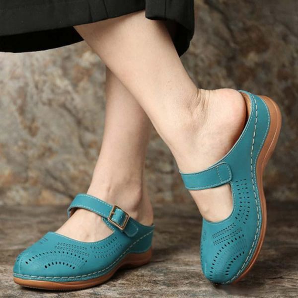 

women sandals summer wedges beach buckle strap woman hollow out casual shoes female plus size 35-43, Black