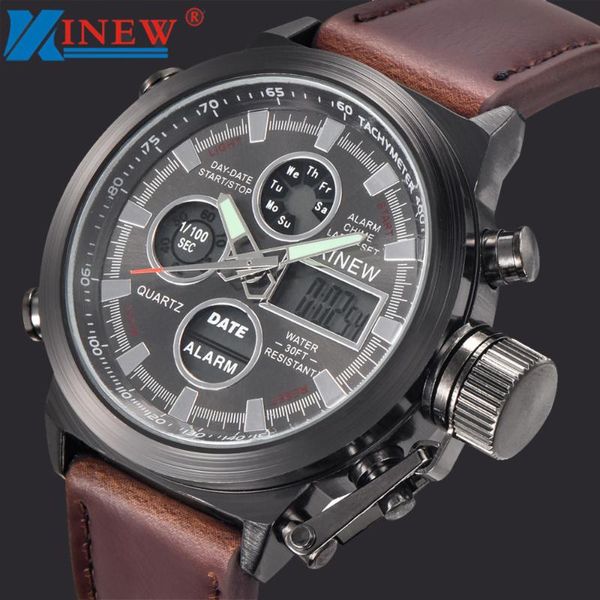 

wristwatches leather calendar watch men led luminous function and wrist durable unique quartz watches zegarek, Slivery;brown