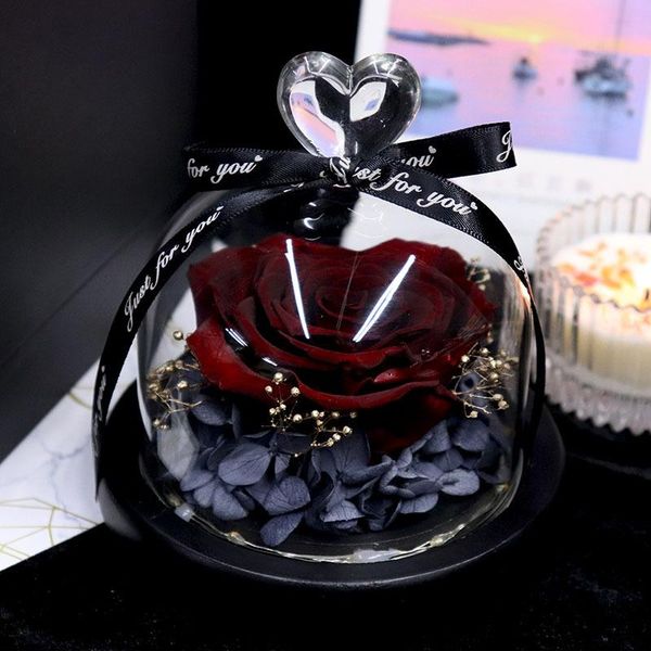 

decorative objects & figurines ly preserved flower rose in glass dome with lights eternal gift for valentine's day christmas mother&#03
