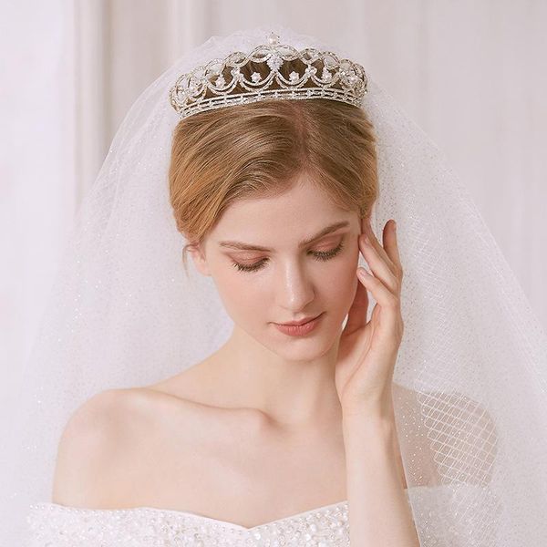 

hair clips & barrettes bridal crystal tiaras wedding crown bride pearl jewelry rhinestones party crowns women headpiece accessories, Golden;silver