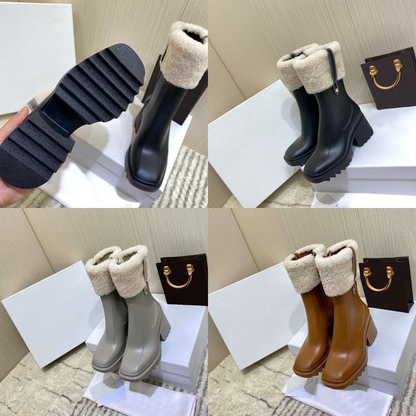 

classic winter women designer wool boots cowhide leather high heeled fashion diamonds lady thick heel martin boot est size 35-40 with, Black