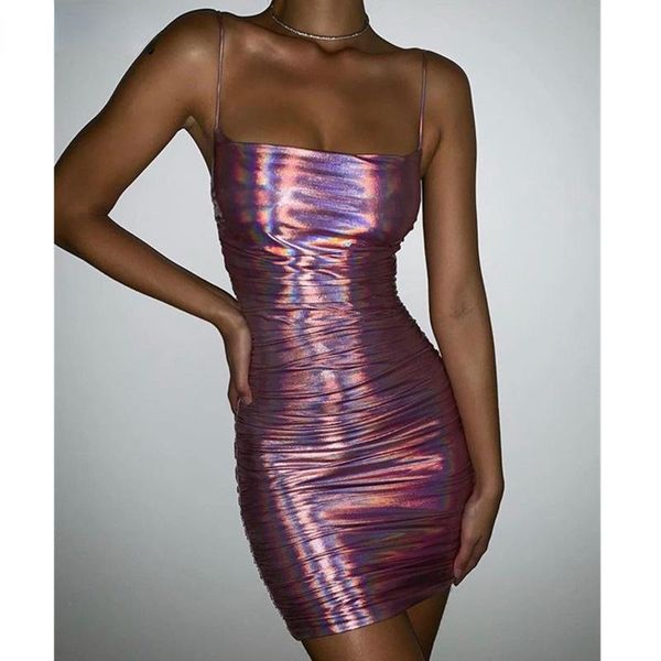 

casual dresses double layers sparkle dress woman 2021 summer party night club wear stretch slim fit mini, Black;gray