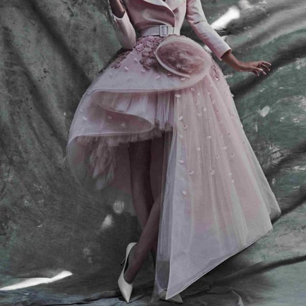 

skirts special cutting women puffy jupe femme tulle maxi party wear long female dusty pink applique, Black