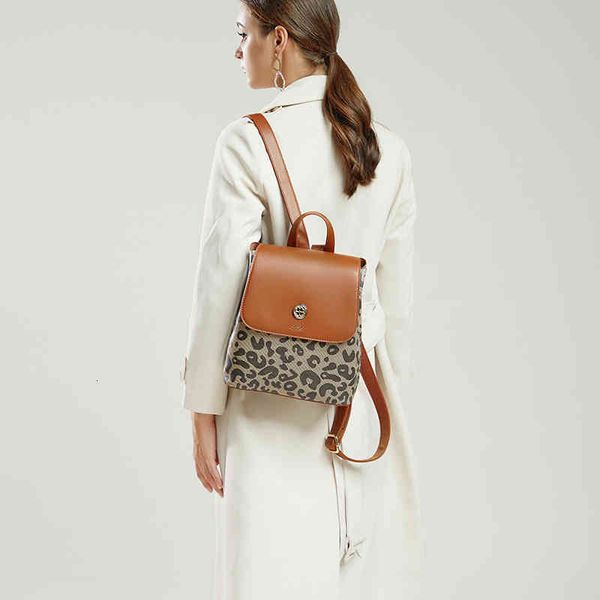 

women's backpack 2021 fashion leopard light luxury contrast color high-grade simple bag