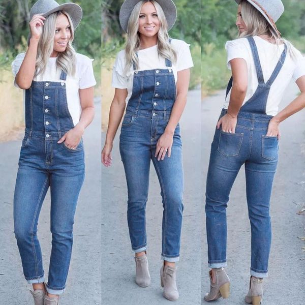 

women's jumpsuits & rompers women casual denim bib slim pants overalls jeans straps demin trousers jumpsuit w317, Black;white