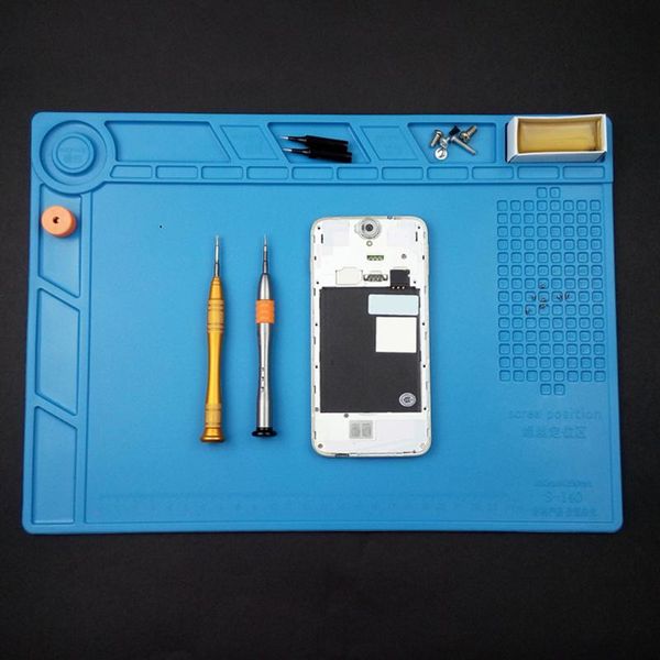 

silicone platform blue soldering work mat heat insulation soft antistatic tablet repair magnetic deskphone maintenance pad professional