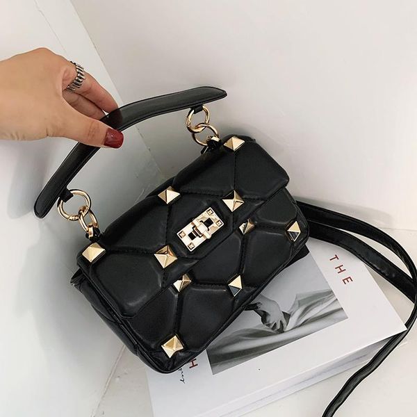 

evening bags small pu leather crossbody for women 2021 rivet design handbags and purses shoulder messenger bag 7536