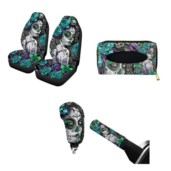

car seat covers day of the dead prints 2pcs front cover creative hanging tissue bag box holder for handbrake 2021 s