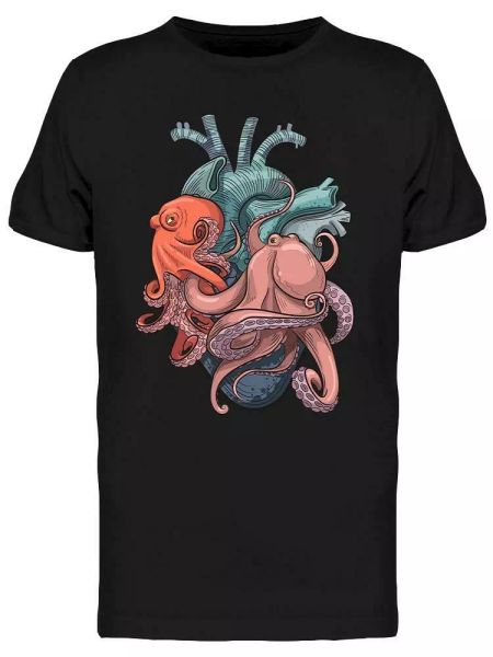 

blue heart ocses tee men's -image by shutterstock, White;black