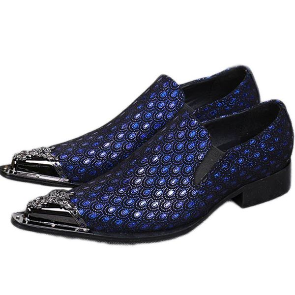 

dress shoes 2021 western fashion pointed metal toe blue/grey party wedding leather for men, eu38-46, Black