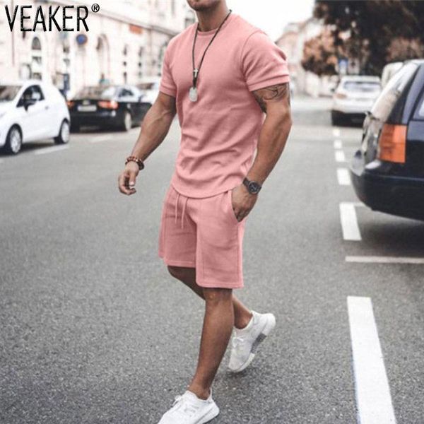 

men's tracksuits 2021 summer sets short sleeve t shirt and shorts 2 pieces set male solid color casual tracksuit -3xl, Gray