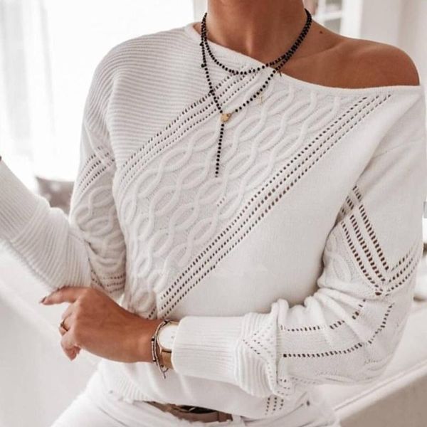 

women's blouses & shirts hollowing out sweater women fashion long sleeves o-neck solid color autumn and winter pullovers koszulki, White
