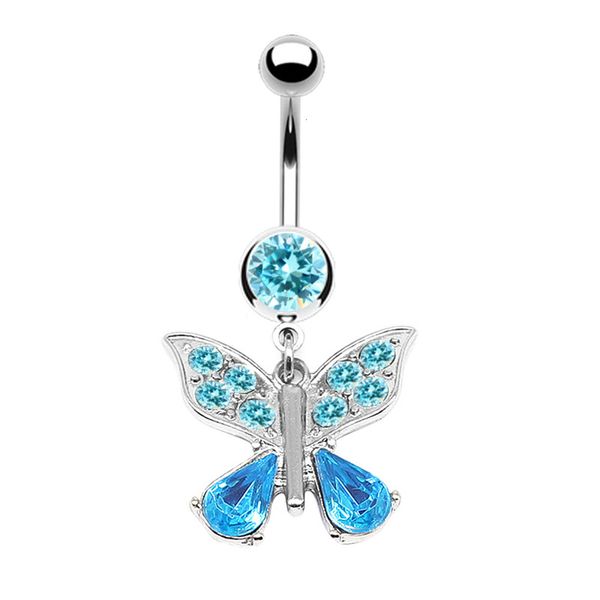 

gaby butterfly navel ring water drop glass human body puncture jewelry