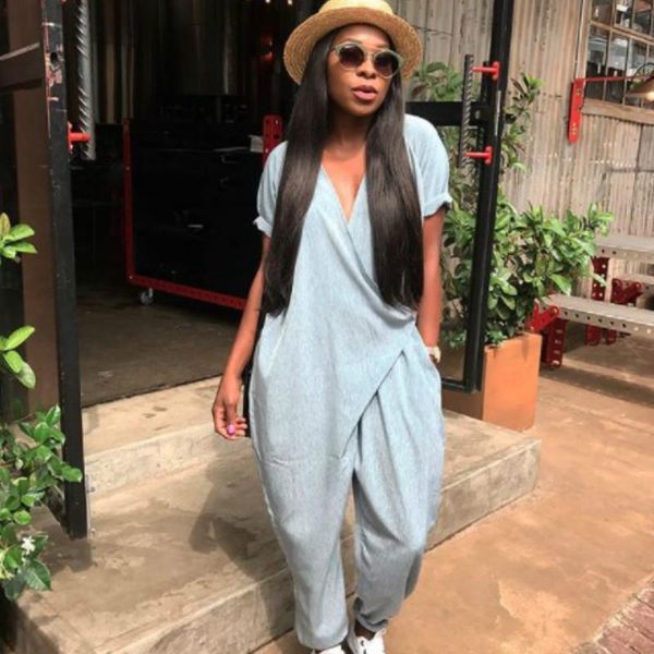 

women's jumpsuits & rompers women fashion casual short sleeved loose v neck solid color jumpsuit womens overalls plus size bodysuit, Black;white