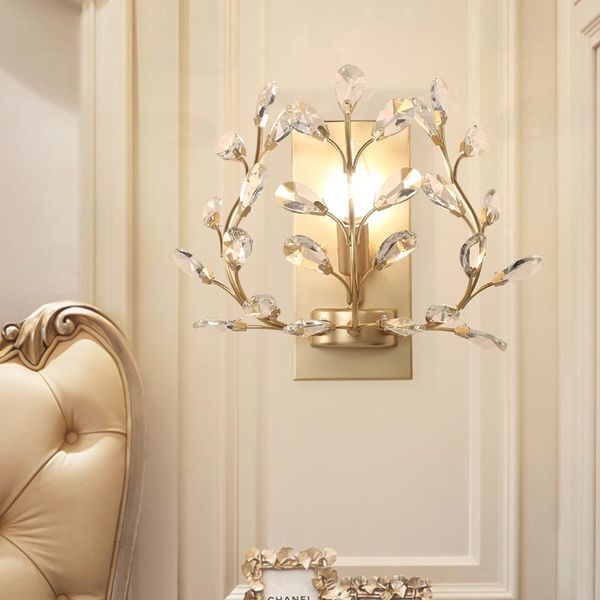 

wall lamps e14 sconce crystal light simple and creative bedroom bedside lamp lights gold/sliver for home ligting