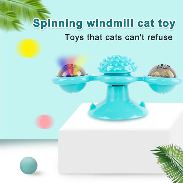 

cat windmill toy portable scratch hair brush cat toys with catnip led ball teeth cleaning pet products cats puzzle training toy