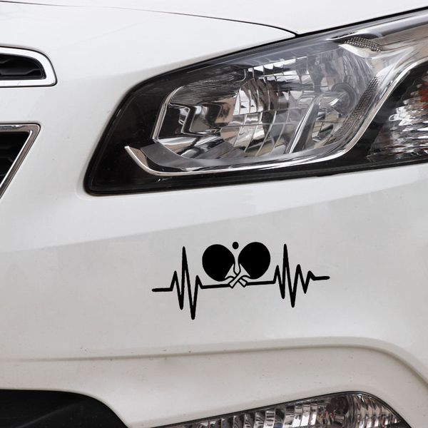 

17.2cm*7.3cm fun table tennis ping heartbeat vinyl black car sticker