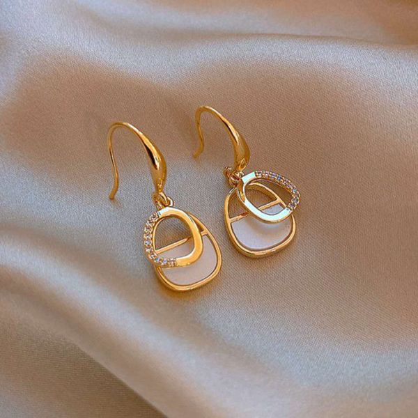 

korean fashion geometric bag simple 2021 new cool style mori earrings, Black