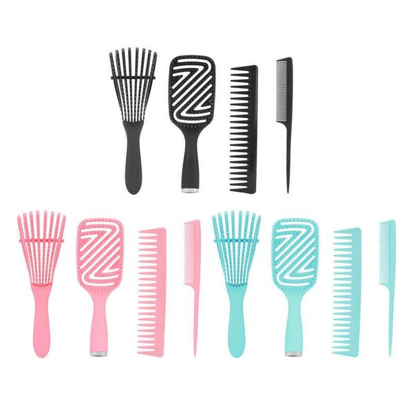 

hair brushes shampoo brush detangling scalp massage straight hollow comb rat tail set, Silver