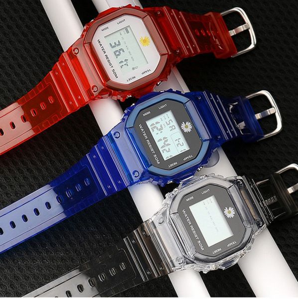 

multi-function led electronic watch ins matcha cube, Slivery;brown