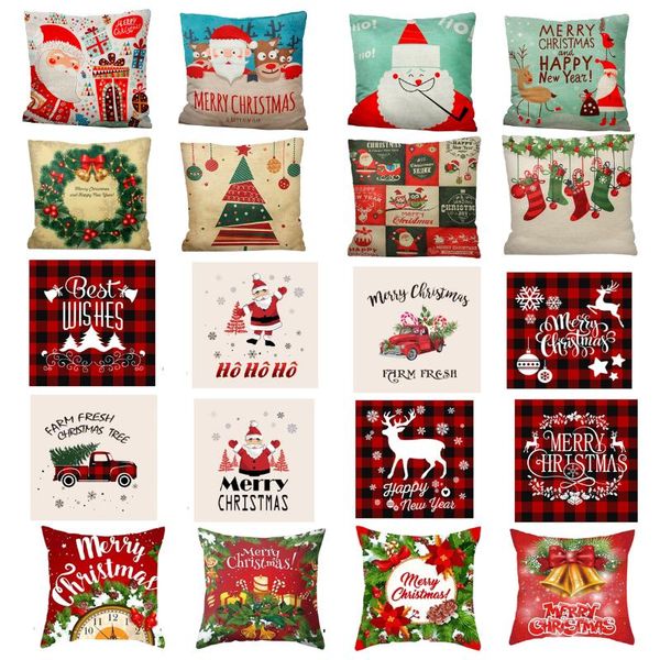 

pack 18 x inch sofa car christmas cushion cover polyester home decor santa claus&christmas tree chair pillowcase pillow