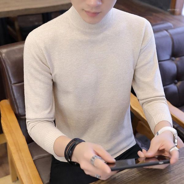 

men's sweaters winter thick warm cashmere sweater men turtleneck mens slim fit pullover wool knitwear1, White;black