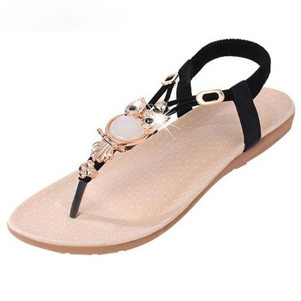 

sandals woman's shoes the summer bohemia toe flat to with large size foreign trade female, Black