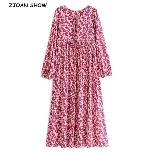 

boho pink tassel lacing up v neck location flower print long dress hippie woman strappy sleeve holiday dresses beach 210429, Black;gray