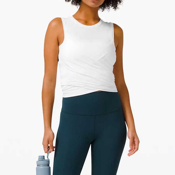 

sports leisure vest tank yoga sleeveless shirt tight cross strap gym clothes women workout t-shirt, White
