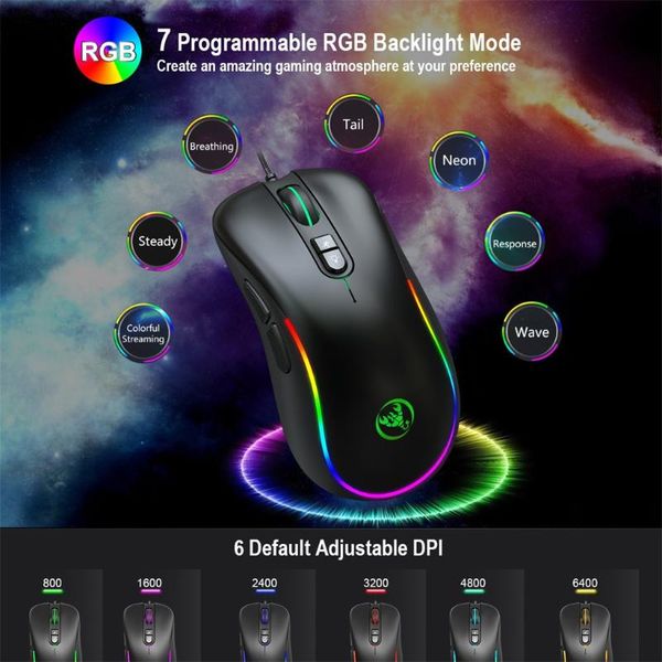 

lighting define the game usb wired 6400dpi adjustable gaming mouse mice for pc macro definition programming