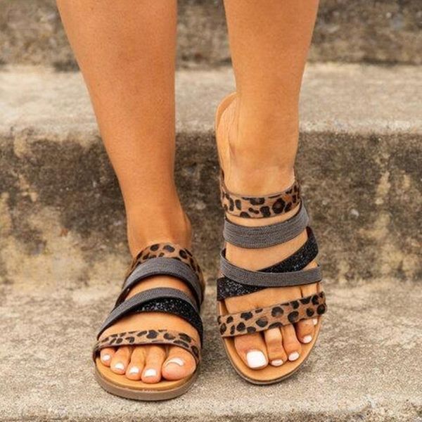 

summer flat sandals and slippers large size women's 2021 casual, Black