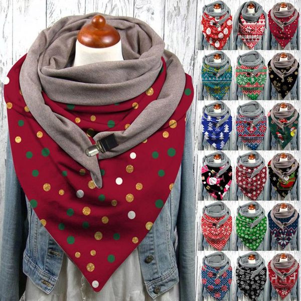 

scarves 2021 fashion lady shawl button scarf christmas printing retro multi-purpose winter women hijabs female foulard bufand, Blue;gray
