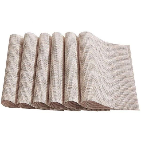

placemats beige place mats wipeable easy to clean table set of 6 for dining kitchen restaurant & pads