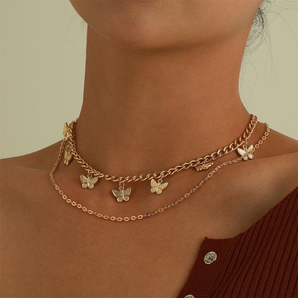 

chains youvi gold color chain butterfly pendant choker necklace women statement collare bohemian beach jewelry gift collier accessories, Silver