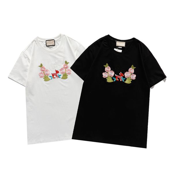 

high-density embroidered t shirt black white street fashion brand s-xxl, White;black